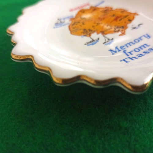 Ceramic souvenir plate like new with 24k gold, Thassos