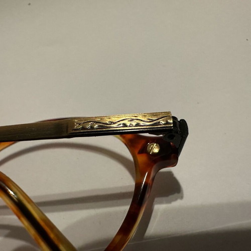 Vintage K+B eyeglasses Made in Italy with round tortoiseshell frame and brass details