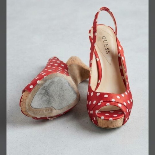 Guess polka dot red pumps used