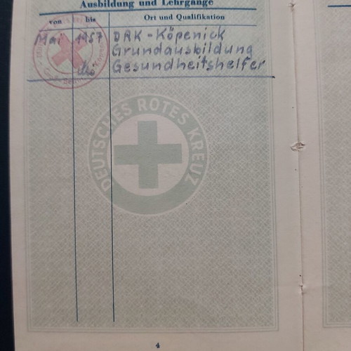 German Red Cross Membership Booklet used with photo and stamps 1959-1964