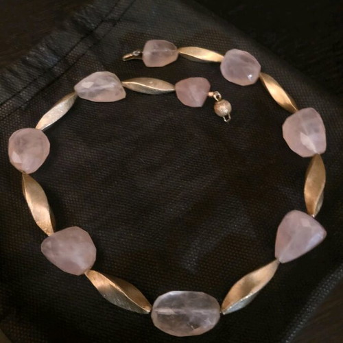 Pink Quartz Necklace in 925 Silver like new