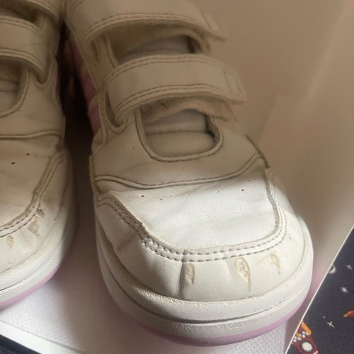 Adidas kids' sneakers size 32 used, white with pink details