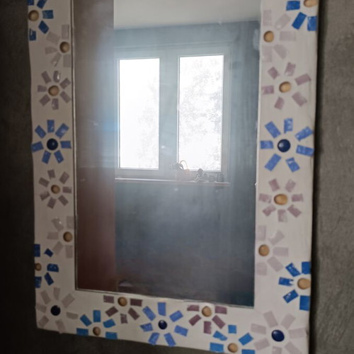 Handmade mirror with mosaic frame 50×35 cm, like new