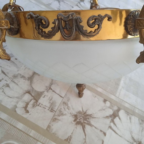 Vintage ceiling light with 7 lamps, used