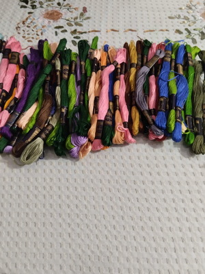 Various mouline embroidery threads, about 60 pieces