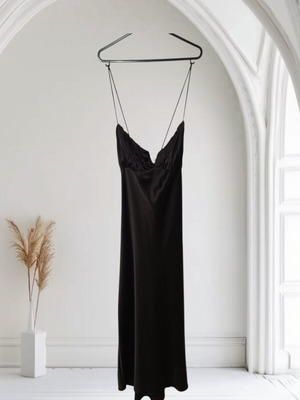 Maxi black satin dress Zara like new