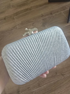 Clutch evening bag silver new