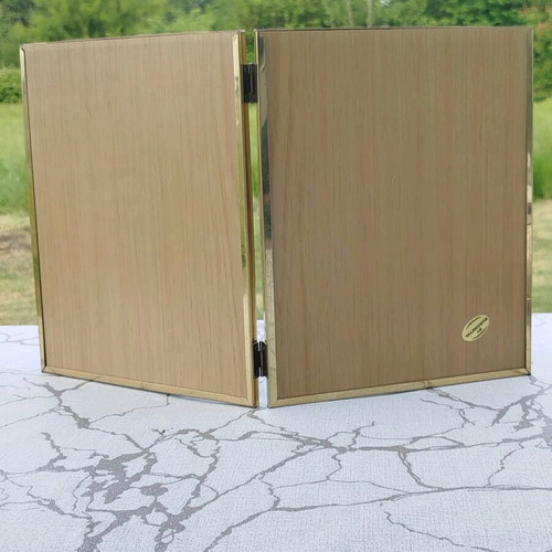 Double metal photo frame silvered in gold tone like new