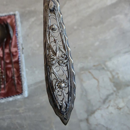 Silver 800 Filigree Spoons set of 6 like new, 100 years old