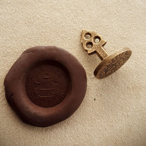 Mikrasiatiki Ekstratia 1921 brass seal used, Ottoman period