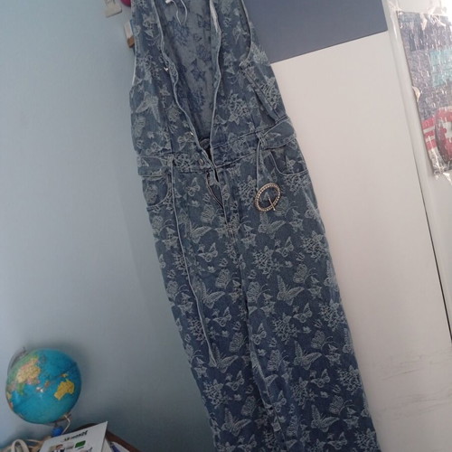 Denim jumpsuit with butterfly designs new, sisters boutique