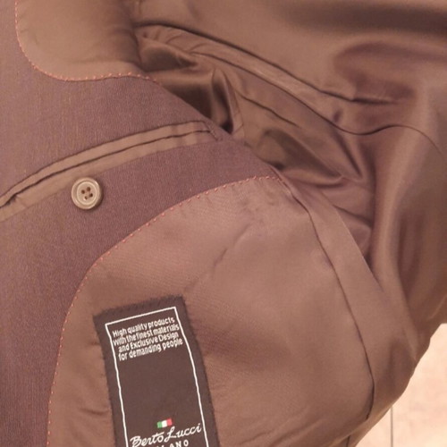 Berto Lucci suit used, brown, jacket size 52, pants size 44