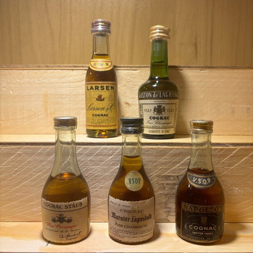 Cognac miniatures like new, set of 5, 50ml