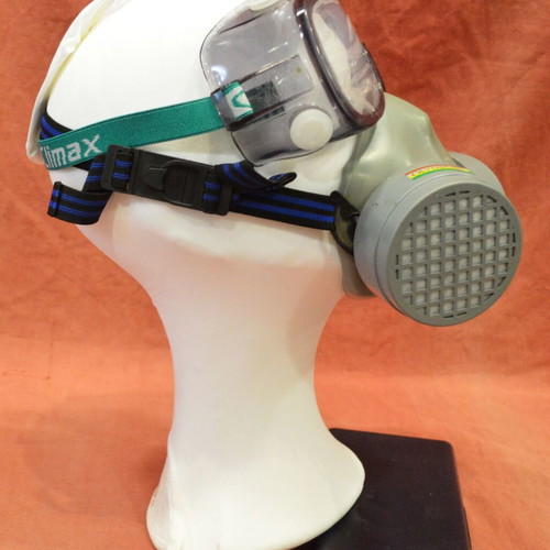 Respirator mask and protective goggles new Fire Department