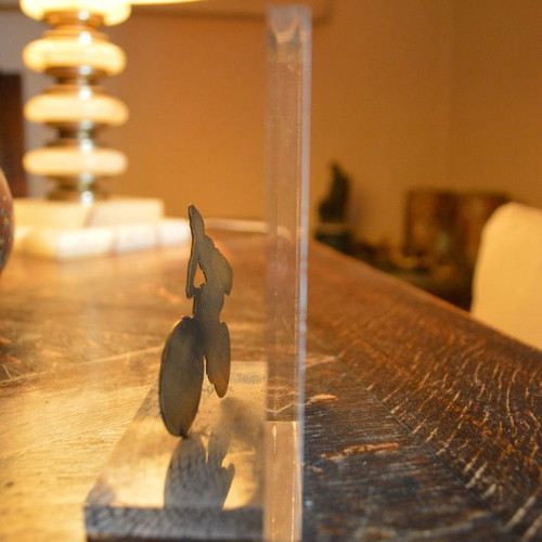 Panhellenic Federation of Postal Trade Union Associations collectible used souvenir of bronze and plexiglass