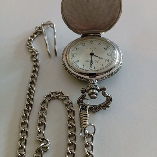 Xtreme men's pocket watch like new with chain and metal case