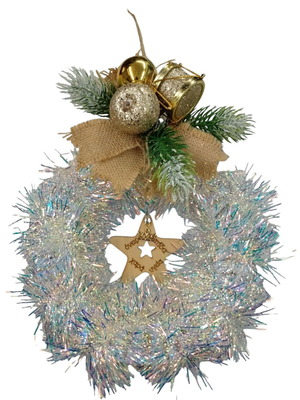 Christmas wreath handmade with "2026" and wishes on wooden star 30cm new