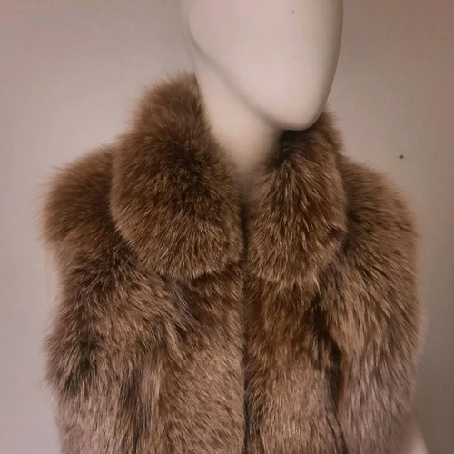 Vest of natural fur used, size M, beige and brown