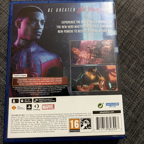 Spiderman Miles Morales PS5 game like new