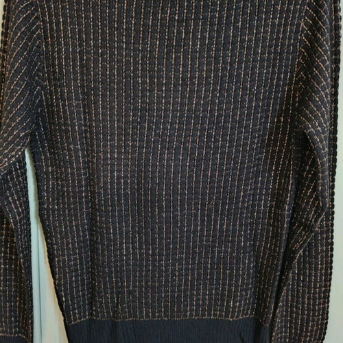 Knitted V neck sweater black with gold thread new, size M