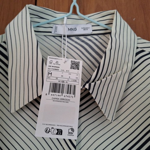 Mango shirt with bell sleeves viscose medium new, black and white
