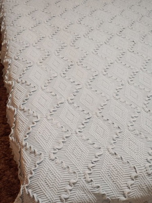 Handmade crocheted blanket 47 years old like new, blue