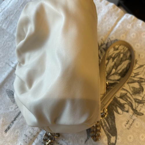 Pouch Bag Crossbody Used, Beige with Gold Chain Strap