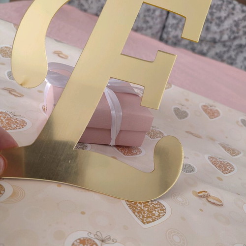 Gold Plexiglass Letter E Candy Bar like new