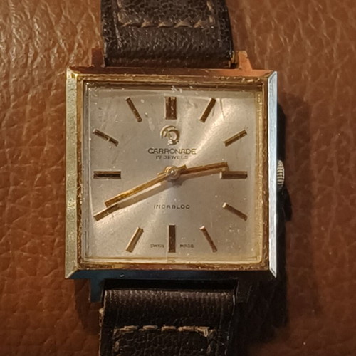 Carronade Vintage 17 Jewels Incabloc Swiss Made Square Men's Watch used