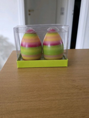 Set of 2 colorful decorative egg candles new, Easter