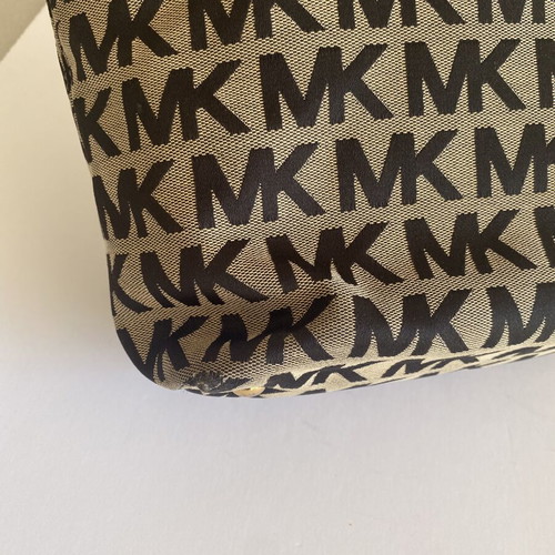Michael Kors women's bag used, beige and black with MK design