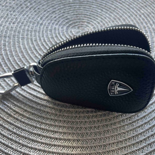 Tesla Leather Car Key Case new, black and gray