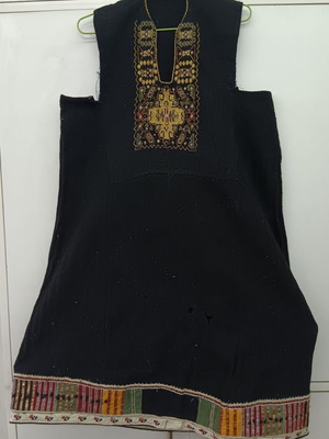 Traditional collectible wool dress with ornate collar used