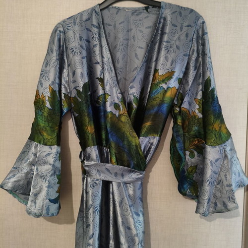 Malen Rouge Amalia maxi satin kimono dress new, multicolor