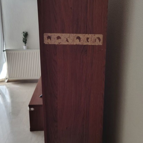 Modern TV unit, dark walnut, used, 60x290x180 cm
