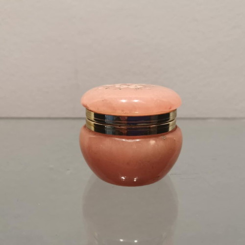 Pink Alabaster Box used, vintage with flowers from Italy