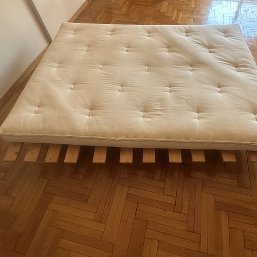 Bedrock bed with wheels and cotton futon mattress like new
