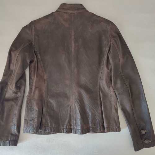 My Godi women's leather jacket, military style, brown, vintage
