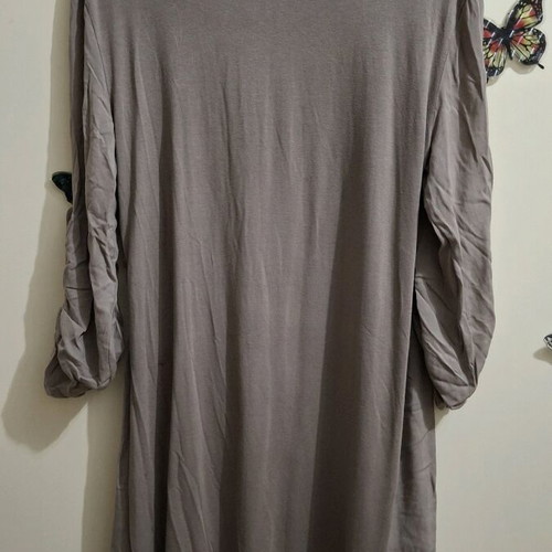 Long blouse with integrated shirt brown gray like new, size M