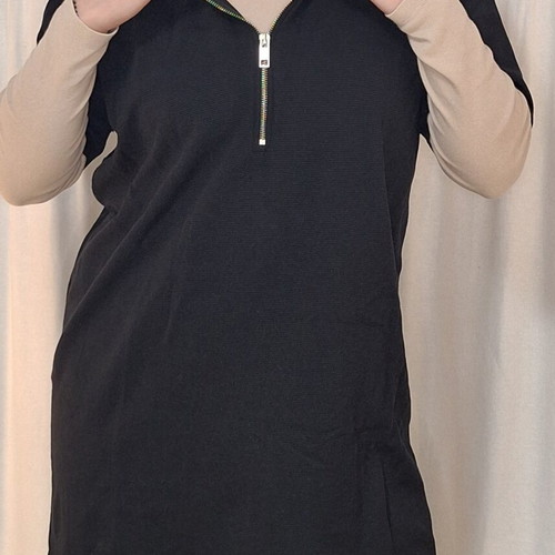 Zara long blouse with zipper black like new, size L