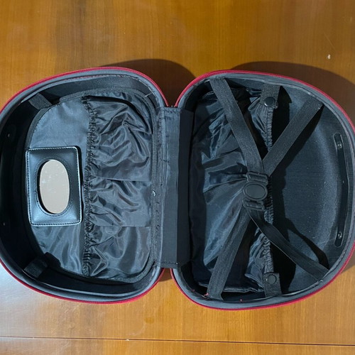 Travel toiletry bag used, red