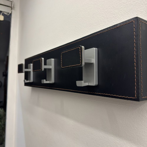 Leather wall hanger used, three hooks