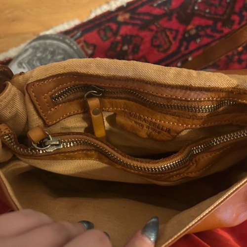 Italian leather bag Vera Pelle like new, brown orange