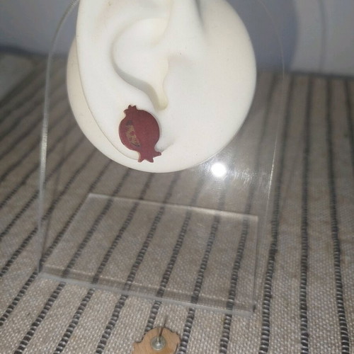 Wooden earrings hand-painted, like new, bordeaux shade