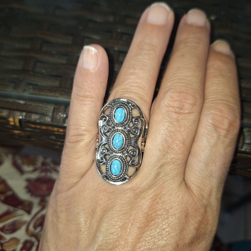 Ring size 8 new, turquoise and silver