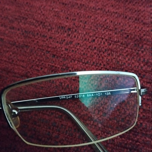 Prada vintage eyeglass frames used, gray metal rectangular shape