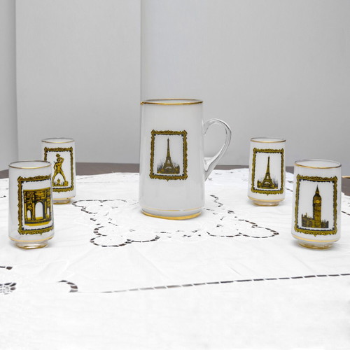 Vintage porcelain water set "Grand Tour" used with monuments