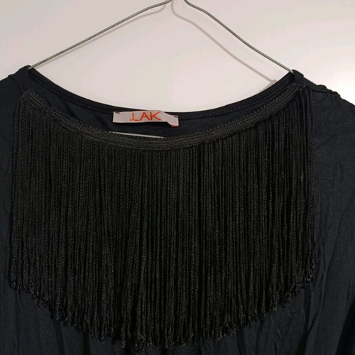 LAK black dress like new with fringes, size S