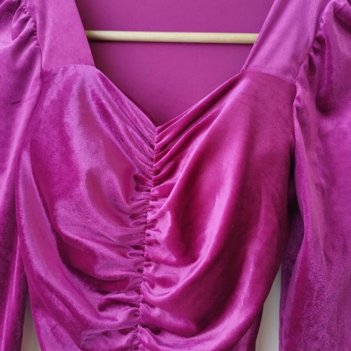 Velvet stretch dress fuchsia new, size S
