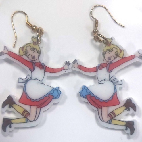 Handmade earrings with Sandy Bell theme from plexiglass new
